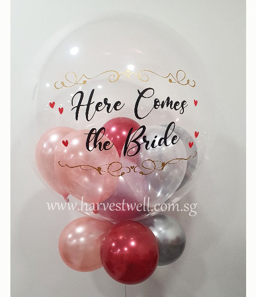 Customised Here Comes The Bride Bubble Balloon
